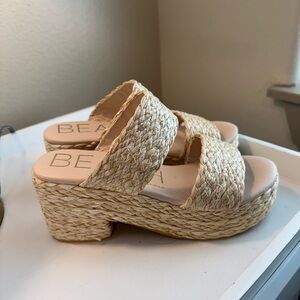 Matisse Tan Platform Sandals with Woven Design